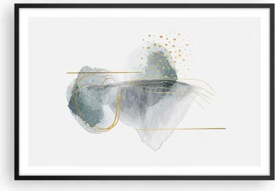 Produktbild von Gerahmtes Poster - Schwarzer Rahmen - Aquarell Flecken Gold - 91,5x61 cm - Wand Bild - Wanddeko - Wandbilder - Kunstposter - Wandposter - Bilderrahmen - Bilder - Kunstdruck - P2BAA91x61-4830