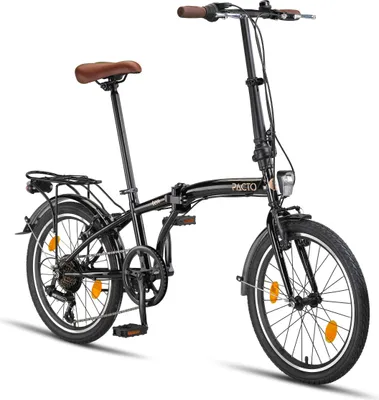 Produktbild von PACTO TEN - 20 Zoll hochwertiges Faltfahrrad Stahlrahmen 6 Speed Shimano Gänge faltbares Citybike Klapprad Faltrad Fahrrad Folding Hollandrad Schwarz