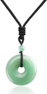 Produktbild von 30 mm kreisförmige Donut-Halskette mit Heilkristallen, natürlicher Halbedelstein, Chakra-Edelstein, Amulett, Glücksmünze, Donuts-Charm, Schutzquarz, Reiki-Anhänger, Halskette für Männer und Frauen, verstellbares Seil