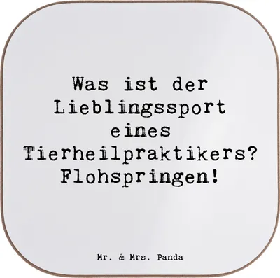 Produktbild von Mr. & Mrs. Panda Untersetzer für Gläser Spruch Tierheilpraktiker Humor - Weiß - Geschenk, Tierliebe, personalisierte Geschenke, Tassenuntersetzer, Flohspringen, Berufe
