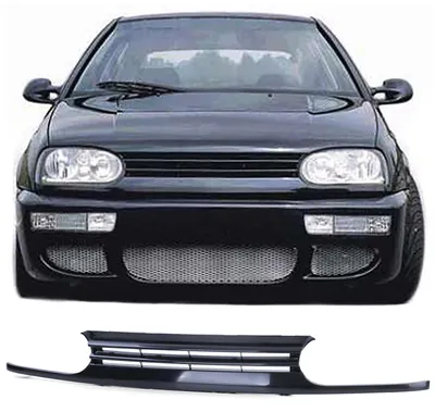 Sport Kühlergrill Grill ohne Emblem Schwarz für VW Golf 3 ab 1991-1997 – Produktansicht