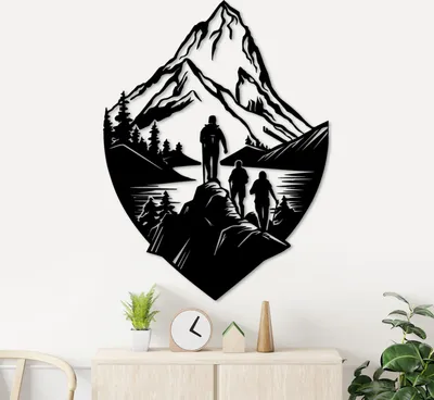 Produktbild von Wallity, Unconquered Peak, Dekoratives Wandaccessoire aus Metall, Schwarz, 100 % METALL, 70 x 53 cm