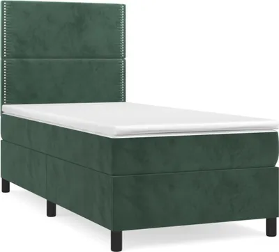 Produktbild von vidaXL Boxspringbett mit Matratze Dunkelgrün 100x200 cm Samt