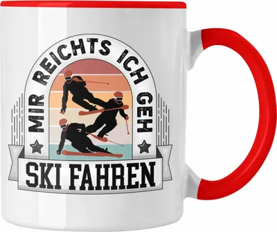 Produktbild von Trendation - Ski Tasse Geschenk Lustiger Spruch Mir Reichts Ich Geh Ski Fahren Becher Geschenkidee Skifahrer (Rot)