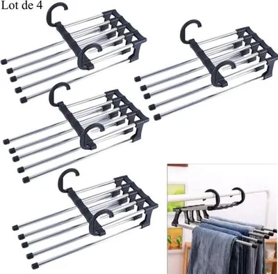 Produktbild von Hosenbügel, 4er-Set platzsparende Bügel, Mehrzweck-Zauberbügel für Jeans, Schals, Handtücher
