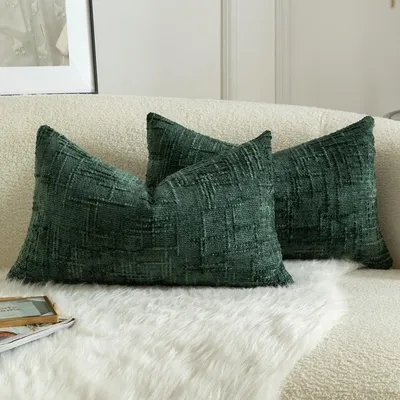 Immagine prodotto di Set di 2 federe per cuscini in velluto, 40x60 cm, verde scuro