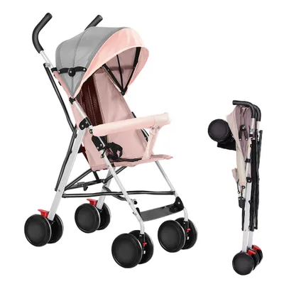 Image de Poussette pliable avec ouate et moustiquaire Rose