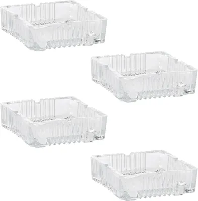 Produktbild von 4x Glas Aschenbecher eckig 10 x 10 cm Tisch Ascher Glasaschenbecher Tischaschenbecher