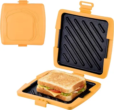Zdjęcie produktu dla Toster do kanapek Magnetron - Urządzenie do grillowania kanapek - Szybkie posiłki - Wyjmowane płyty - 16 x 16 cm - Pomarańczowy