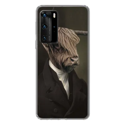 Produktbild von MuchoWow® Handyhülle Schutzhülle Hülle für Huawei P40 Pro Schottischer Highlander - Malerei - Tiere Silikon Softcase Handy Hülle - Schutz