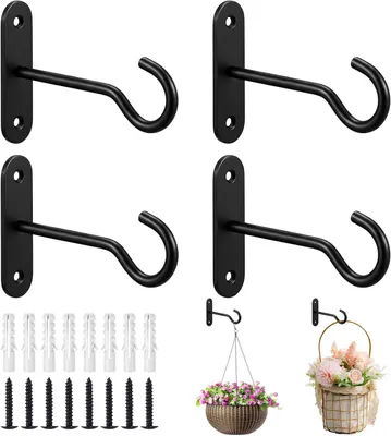Image de 4 crochets de suspension pour pots de fleurs, de 10 cm, avec 8 vis et 8 chevilles