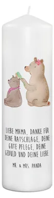 Produktbild von Mr. & Mrs. Panda Kerze Bär Kind 29 x 8 cm XL - Weiß - Geschenk, Muttertag, Bedruckte, Wachskerze, Erinnerungslicht, Mutter, Familie, Erinnerungskerze, Stumpenkerze