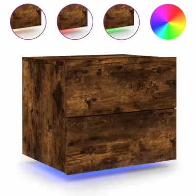 Immagine prodotto di Comodino a Parete con luci LED Rovere Fumo