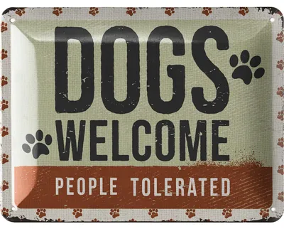 Produktbild von LANOLU Blechschild Hund, DOGS WELCOME Deko Hund Geschenke für Hundeliebhaber, Geschenk für Hundefreunde für Garten und Flur 15x20cm