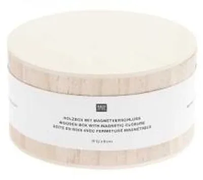 Obrázek produktu pro Dřevěná kulatá krabička s magnetickým uzávěrem, Ø 12 cm x 6 cm100%