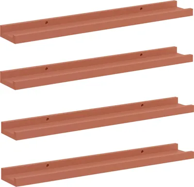Obrázok produktu pre vidaXL Nástenná polička, 4 ks, červená, 60 x 9 x 3 cm, drevotrieska