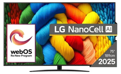 Produktbild von LG NanoCell AI 75NANO81A3A, 190,5 cm (75"), 3840 x 2160 Pixel, NanoCell, Smart-TV, WLAN, Schwarz
