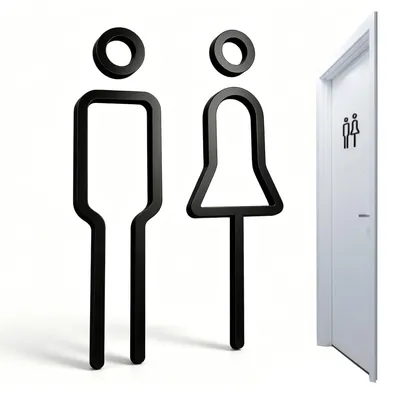 WC-Schild selbstklebend, Acryl, Männer/Frauen, 18x4,6 cm, schwarz