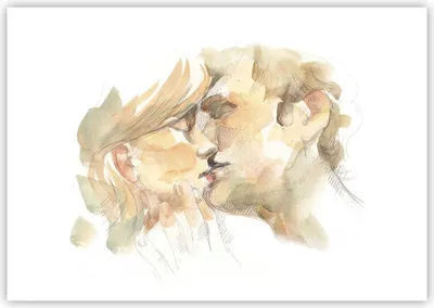 Produktbild von Poster - Poster ohne Rahmen - Kuss Paar Liebe - 100x70 cm - Wand Bild - Wanddeko - Wandbilder - Kunstposter - Wandposter - Bilder - Kunstdruck - Wanddekoration - Wandbild - P2XAA100x70-5005