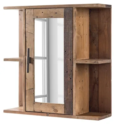 Produktbild von home24 Spiegelschrank - Pinie Massiv / Metall - Pinie / Schwarz