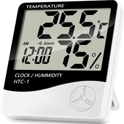 Produktbild von Digital Thermometer Hygrometer Wecker Innen Uhr Temperatur Luftfeuchtigkeitmessgerät Messung Temperaturmessung Messwerten Celsius Fahrenheit Retoo
