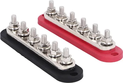 Produktbild von 2 Stück M8 300A 12-48V Stromverteilerblock Messing Edelstahl Sammelschienen-Klemmenblock für Auto, Boot, Marine