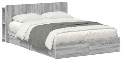 Image de Cadre de lit avec rangement Sonoma gris 160 x 200 cm