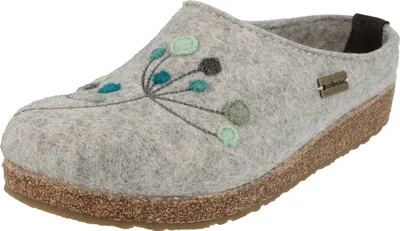 Produktbild von Haflinger Damen Hausschuh Stickerei Pantoffel Filz Grizzly Amaya 751009, Größe:42 EU, Farbe:Grau