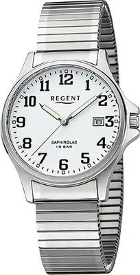 Produktbild von Regent Edelstahl Herren Uhr Armbanduhr Quarz silber Metallarmband D2URF1433