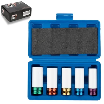Produktbild von Schlagschrauber Nüsse 15-22 mm Schoneinsätze 1/2" Nuss Set Alufelgen 5 teilig