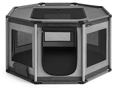 Produktbild von Welpengehege aus Oxford-Stoff – tragbar – PVC – grau – 112 x 112 x 62 cm