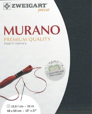 Produktbild von Zählstoff MURANO Zweigart Precut 32 ct. 3984 Farbe 7026 anthrazit, Handarbeitsstoff für Stickerei 48x68 cm