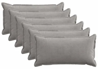 Image de vidaXL, housses de coussin, 6 pièces, HOUTEN, gris clair, 40 x 80 cm, matière : cord