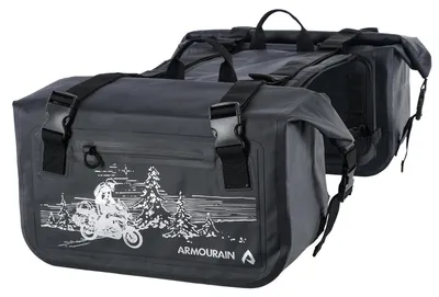 Image de Sacs latéraux pour moto, 50L (2 x 25L), étanches, noirs