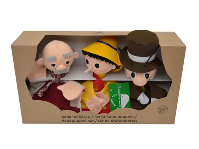 Obrázek produktu pro sada 3 ručních loutek Pinocchio 18,5 cm Pestrobarevné, 22789C