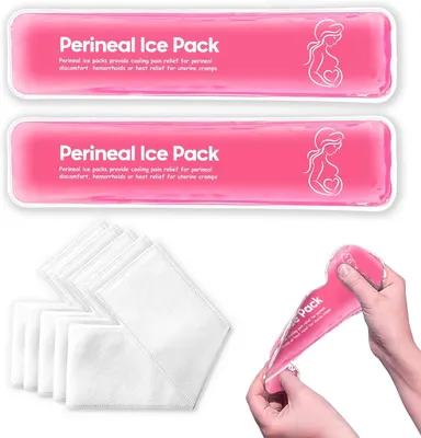 Imagen del producto de Compresas frías perineales reutilizables, con 2 almohadillas de gel y 5 fundas, para uso postparto