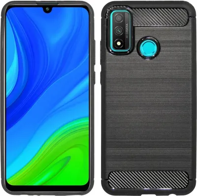 Produktbild von Silikon Hülle Bumper Carbon Huawei P Smart 2020 Case TPU Soft Handyhülle Cover Schutzhülle Schwarz