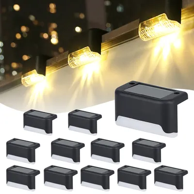 Produktbild von 12 Stück LED Solarleuchte, Wasserdichte, Lichtsensorschalter, Outdoor Solar Schritt Licht, Treppen, Garten , Warmes Licht, wasserdicht, Solarlampe