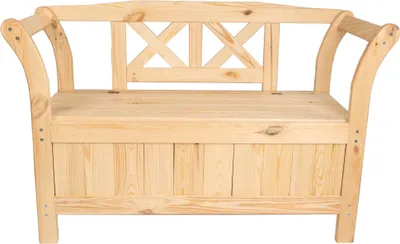 Produktbild von Gartenbank - Holzbank für Terrasse/Park - Mit Rückenlehne - Mit Aufbewahrungstruhe - Hellbronze