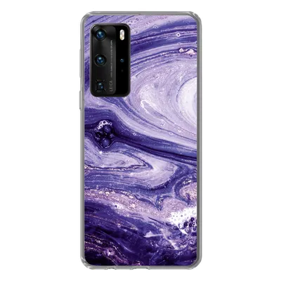 Produktbild von MuchoWow® Handyhülle Schutzhülle Hülle für Huawei P40 Pro Marmor - Naturstein - Glitzer Silikon Softcase Handy Hülle - Schutz