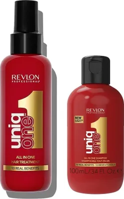 Produktbild von Revlon Uniq One Set Hair Treatment 150ml + All in One Shampoo 100ml