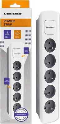 Obrázek produktu pro Napájecí lišta Qoltec 5 zásuvek | 1,8 m | Bílo-šedá