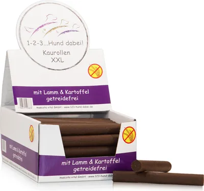 Produktbild von 123... Hund dabei! - Kaurollen XXL 50er Tray Lamm - Dentalkaurolle - Getreidefrei - Vorteilspaket - Kaustangen für Hunde - Kausticks - Zahnpflege