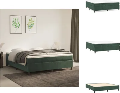 Produktbild von vidaXL Boxspringbett Dunkelgrün 160x200 cm Samt -  Betten & Bettgestelle