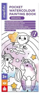 Produktbild von Malbuch für Kinder mit Einhorn-Motiven, zum Ausmalen mit Wasserfarben