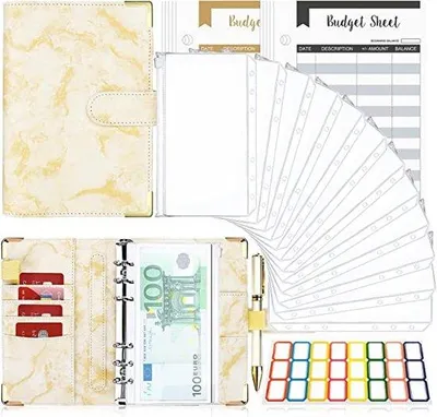 Image de Agenda financier avec pochettes pour billets et reliure à anneaux