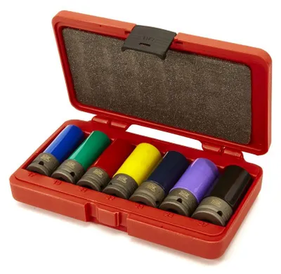 Produktbild von AOK 7-teiliges Profi-1/2-Zoll-Schlagschrauber-Steckschlüssel-Set