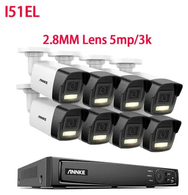 Productafbeelding van IP beveiligingscamera set 4K Ultra HD 8-kanaals NVR met 4 camera's audio opname en nachtzicht