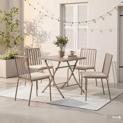 Produktbild von home24 Gartenessgruppe - 5-teilig - Stahl - Anthrazit