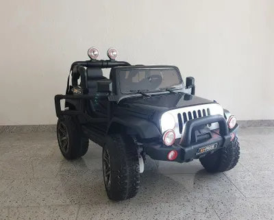 Produktbild von Kinder Elektro Jeep 4x4 Allrad in schwarz Kinderfahrzeug 12V 2-Sitzer
